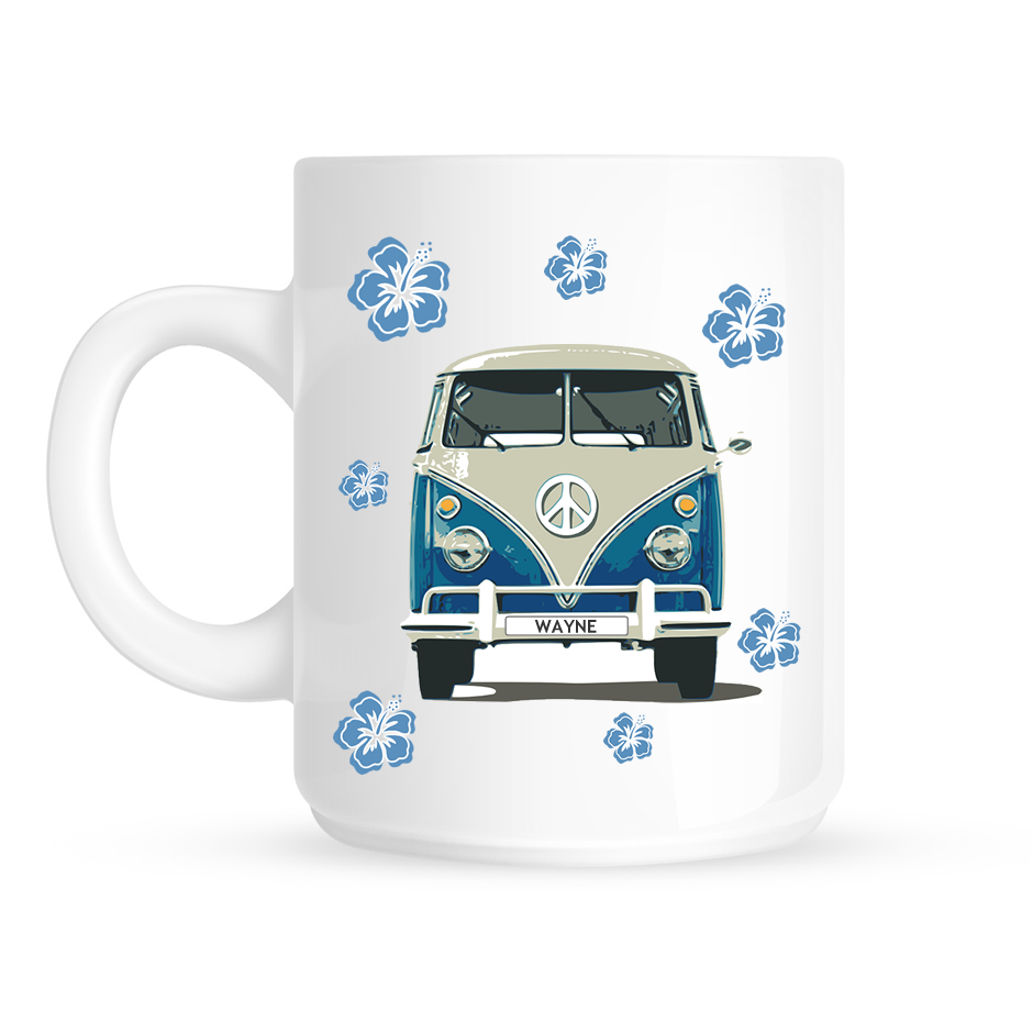 Personalised Camper Van Blue Mug